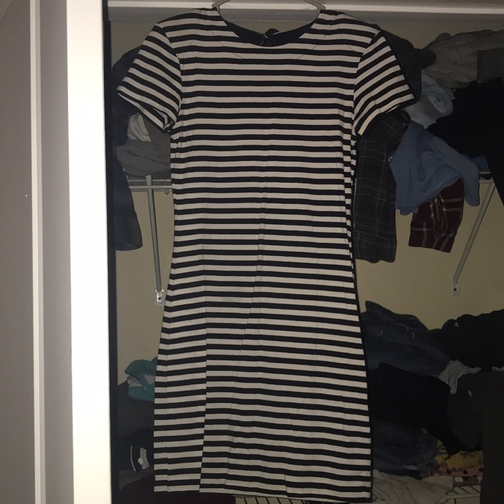 Black and white striped dress